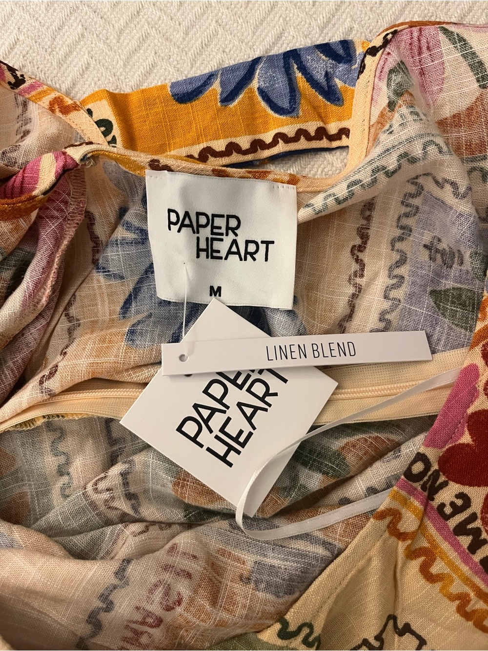 Paper Heart Linen-Blend Floral Stamp Dress - Picture 4 of 12